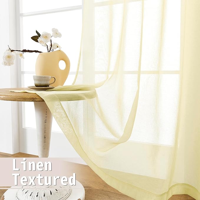 Tollpiz Short Sheer Door Curtain Closet Linen Textured Curtain Sheers Doorway - Image 4