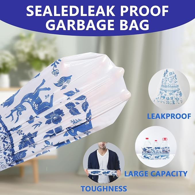VOK 4 Gallon Trash Bags Drawstring, Printed Small Garbage Bags - Image 5