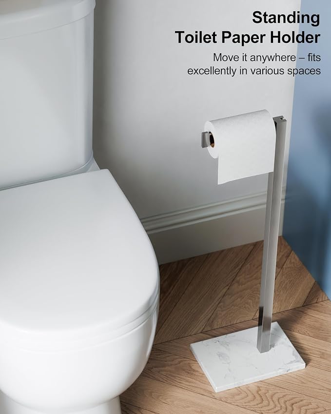 Freestanding Toilet Paper Holder Stand Brushed Nickel SUS 304 Stainless Steel - Image 8