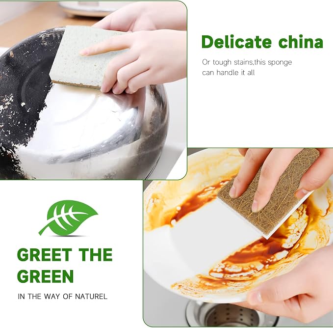 10 Pack Biodegradable Natural Sponges Kitchen - Image 4