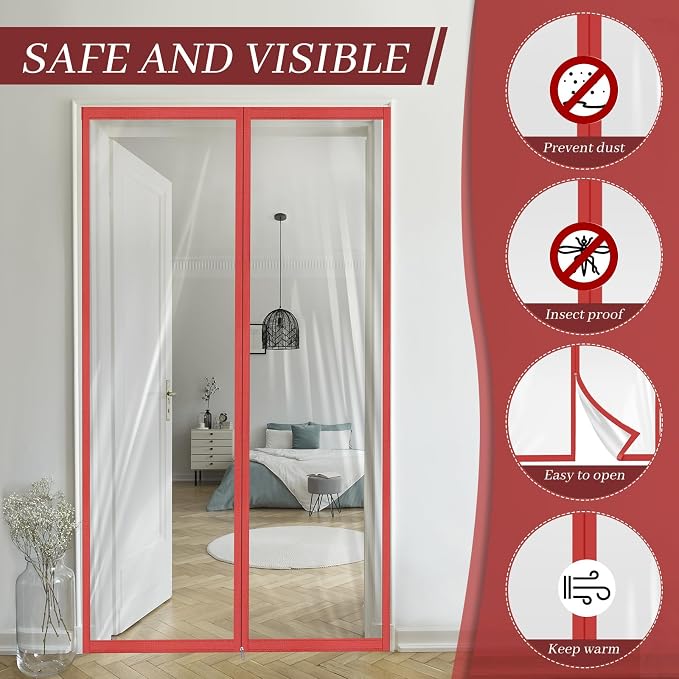 Amylove Zipper 60 x 102 Inch Dust Barrier Kit Red Edged Temporary Construction - Image 5