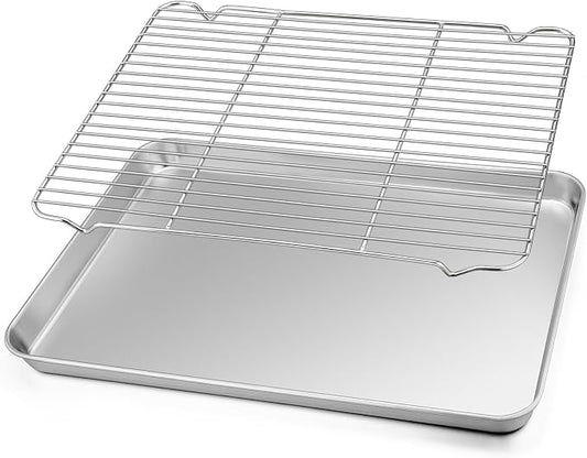 TeamFar Baking Sheet with Rack Set, Stainless Steel Baking Pan Cookie Sheet by TeamFar