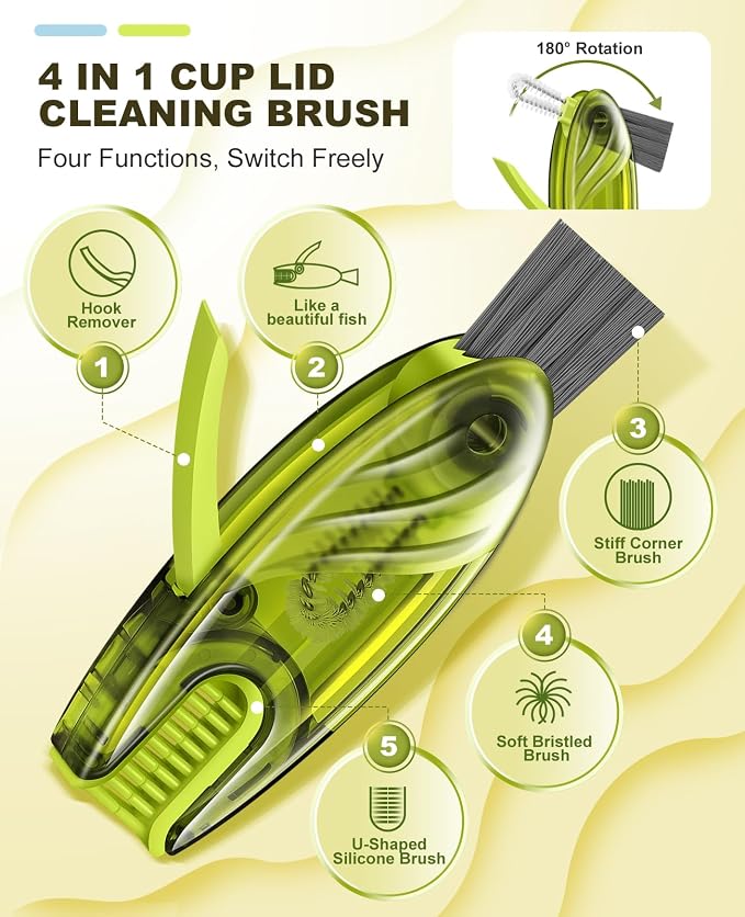 4 in 1 Cup Lid Gap Cleaning Brush Set 2 Pcs - Image 2