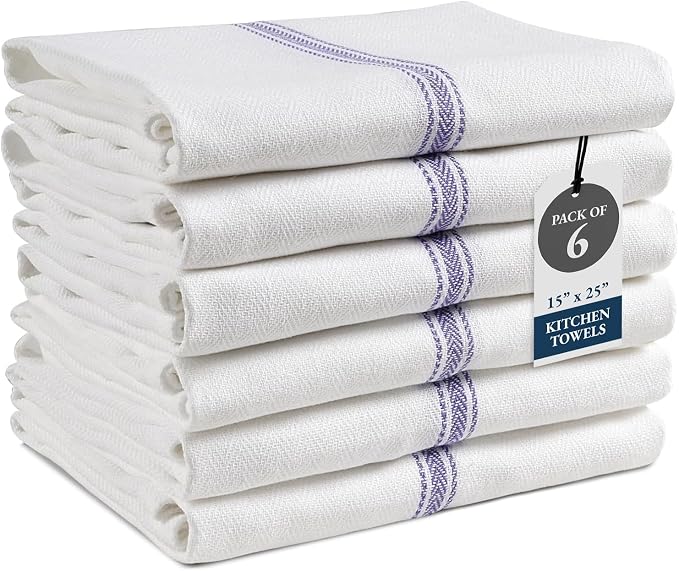 LANE LINEN Kitchen Towels, 6 Pack 14"x25" Dish Drying Towels, 100% Cotton Tea by LaneLinen