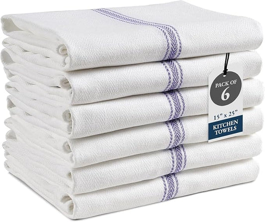 LANE LINEN Kitchen Towels, 6 Pack 14"x25" Dish Drying Towels, 100% Cotton Tea by LaneLinen