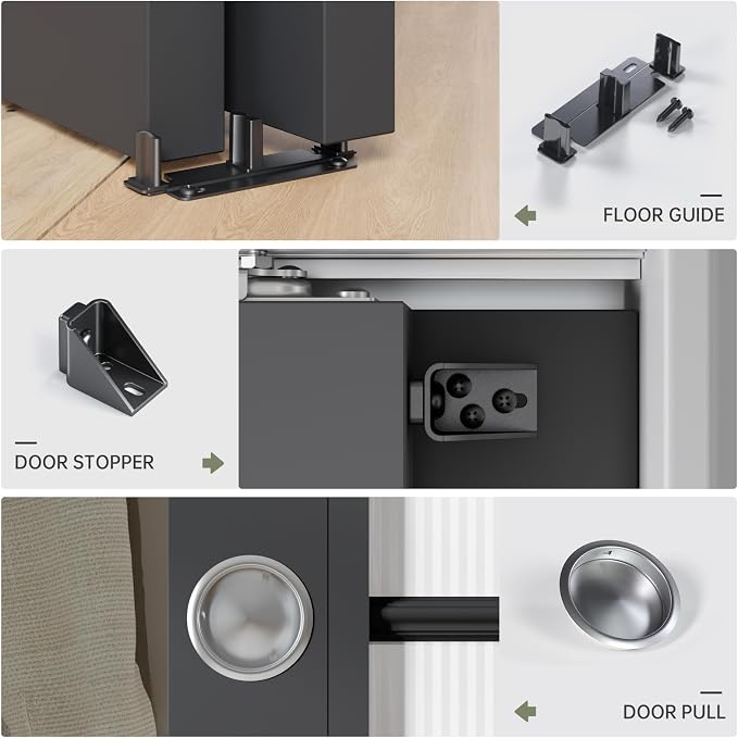 EaseLife 8FT/96in Bypass Double Sliding Pocket Door Hardware Kit, Commercial - Image 7
