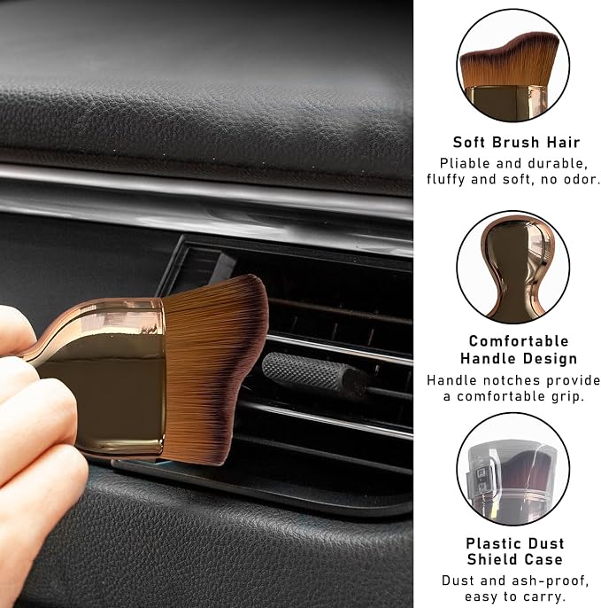 2PCS Car Interior Dust Brush, Soft Scratch Free Auto Detailing Brushes - Image 3