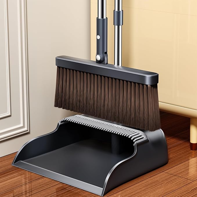 Broom and Dustpan Set, 51.6" Long Handle Broom by Unknown