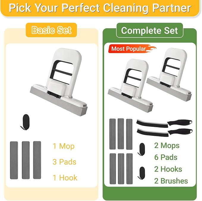 Mini Mop for Small Spaces, Foldable Self-Squeeze & Self-Wringing Wet Dry Sponge - Image 6