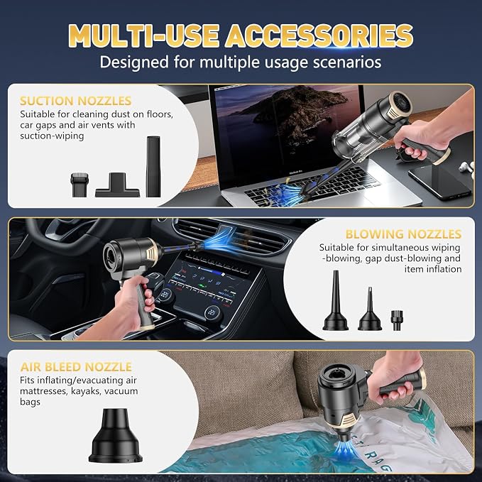KMM Handheld Car Vacuum Cleaner, 16000PA Air Duster & Vacuum Cleaner, 120W High - Image 5