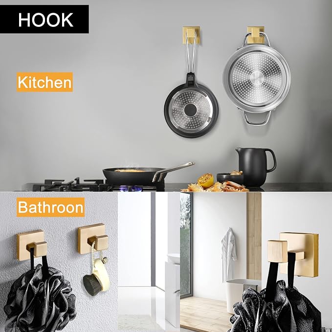 TNOMS 5-Piece Bathroom Hardware Set 23.6 Inch Gold Towel Bar Set Towel Bar - Image 5