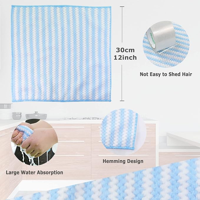 Choicy Microfiber Cleaning Cloth Absorbent Kitchen Towels Dish Cloths Washable - Image 4