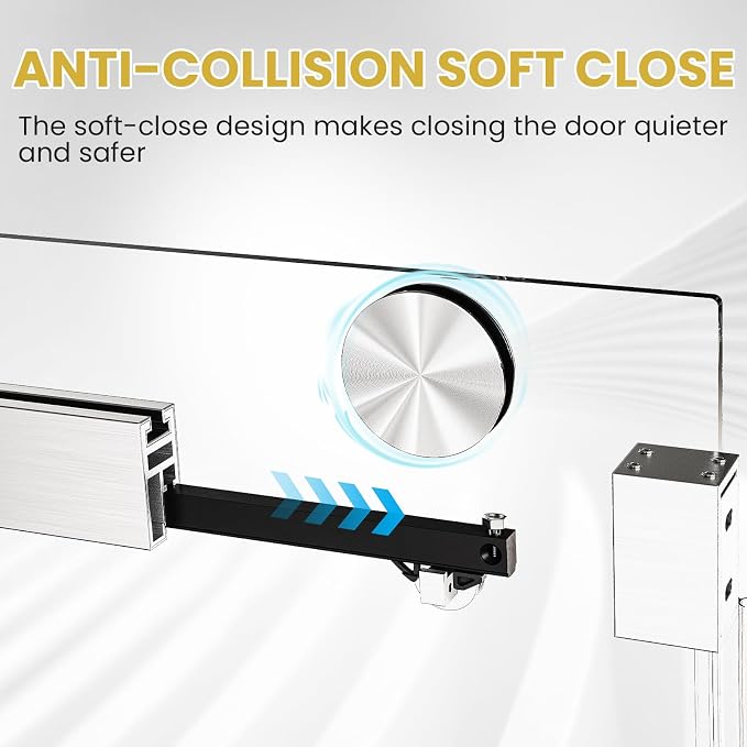 Shower Door 68–72in W x 76 in H, 3/8" Tempered Glass Sliding Shower Door - Image 2