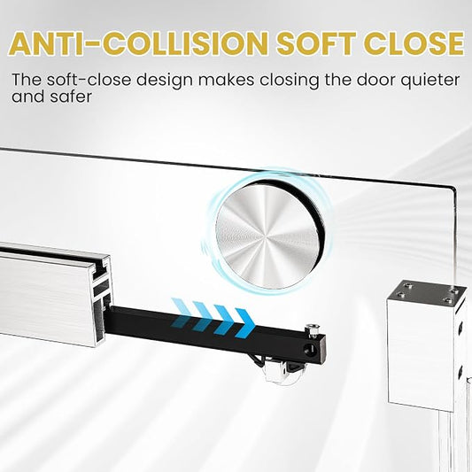 Shower Door 68–72in W x 76 in H, 3/8" Tempered Glass Sliding Shower Door - Image 2