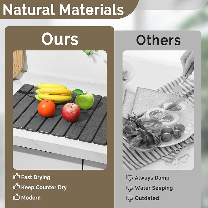 Large Stone Dish Drying Mat for Kitchen Counter, Foldable Water Absorbing - Image 7