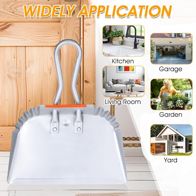 4 Pack Heavy Duty Metal Dustpan Large Wide Dust Pans - Image 7