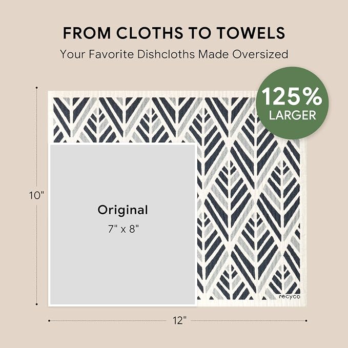 RECYCO Swedish Dishcloths for Kitchen | 4 Pack Oversized Washable Dish Rags | - Image 2