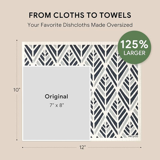 RECYCO Swedish Dishcloths for Kitchen | 4 Pack Oversized Washable Dish Rags | - Image 2