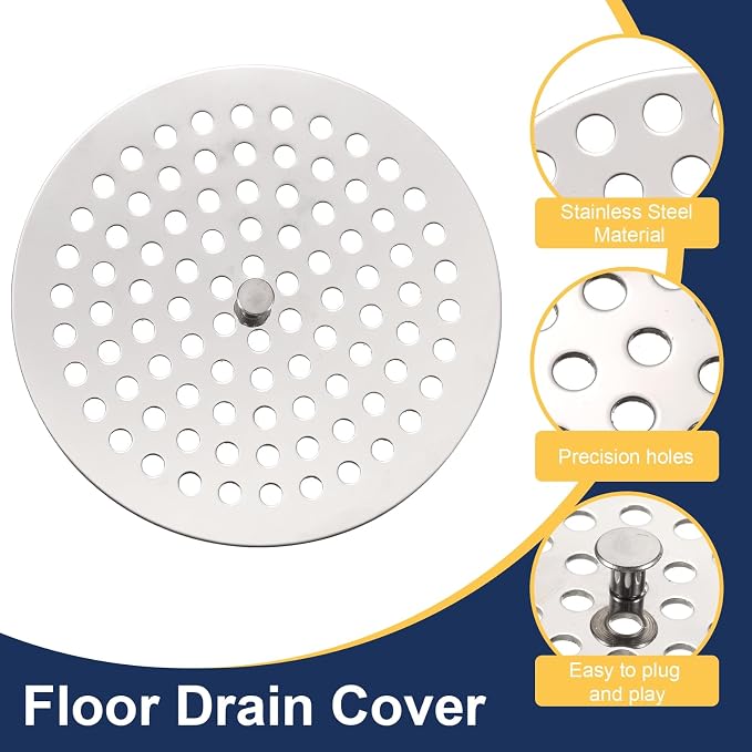 uxcell Shower Drain Hair Catcher, 4.9 inch Stainless Steel Round Floor Drain - Image 3