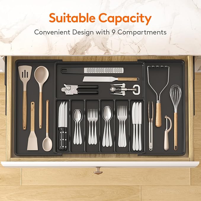 Lifewit Silverware Drawer Organizer, Expandable from 18.7 to 33 inches - Image 3