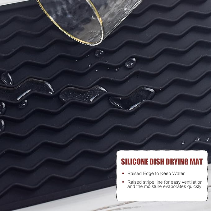 Silicone Dish Drying Mat, Non-Slip Easy Clean Sink Mat Large Heat-resistant - Image 4