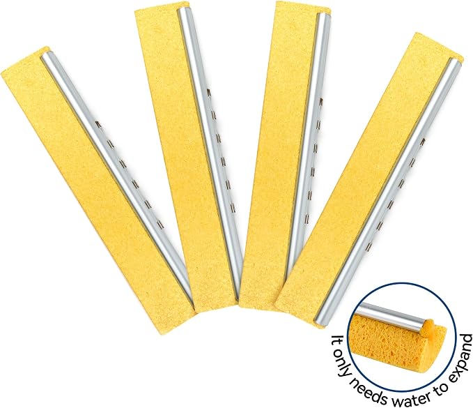 4 Pack of Replaceable Compressed Cellulose Sponge Mop Heads, Size:12.8 Inch - Image 5