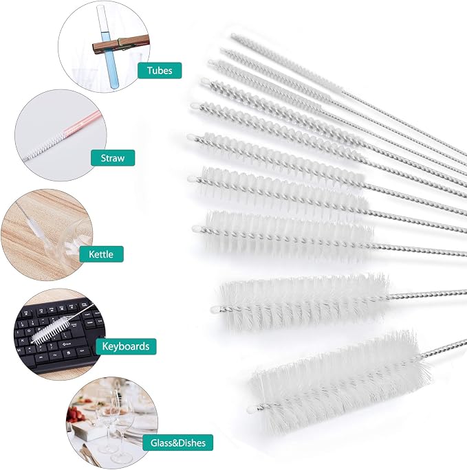 CiaraQ Bottle Cleaning Brushes, 8 Inch Nylon Tube Brush Set, Cleaner - Image 2