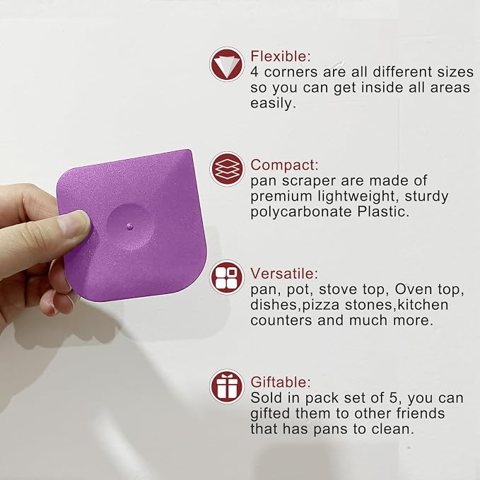Herda Pan Scraper Pot Scraper Plastic Kitchen Scraper Tool, Cast Iron - Image 5