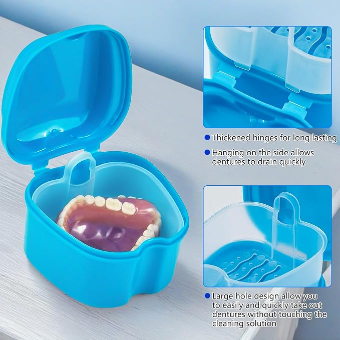 2 Pack Denture Cup Denture Bath Holder Case - Image 6