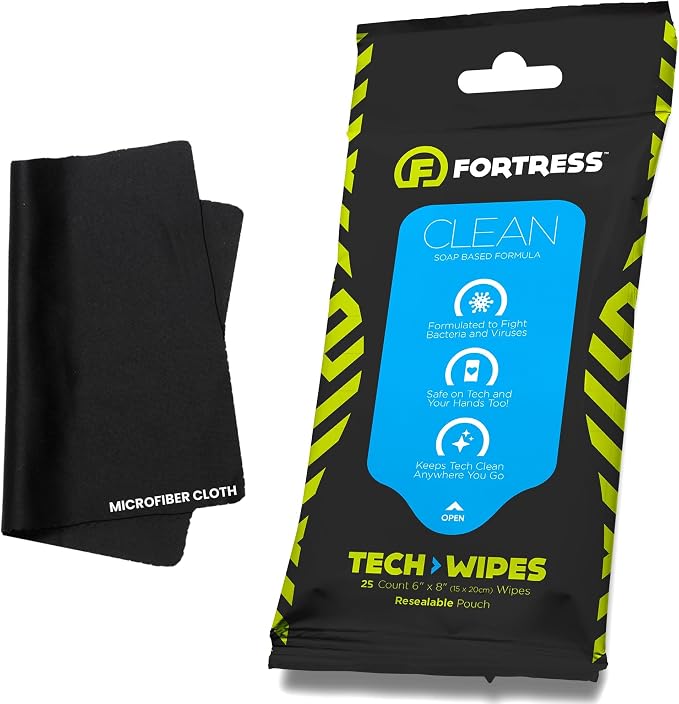 Fortress Electronic Wipes With Microfiber Cloth To-Go Tech Wipes by Fortress