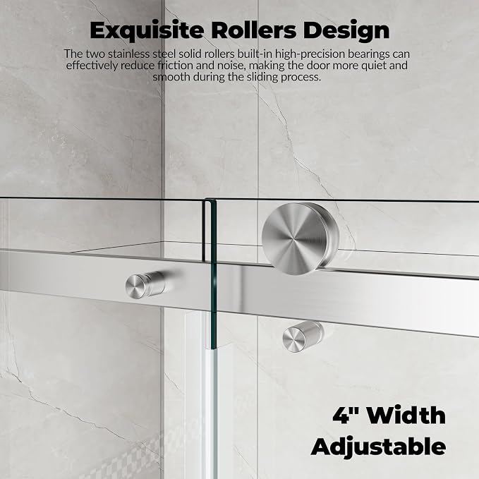56-60" W x 76" h Frameless Sliding Shower Door – Waterproof Glass Shower - Image 7