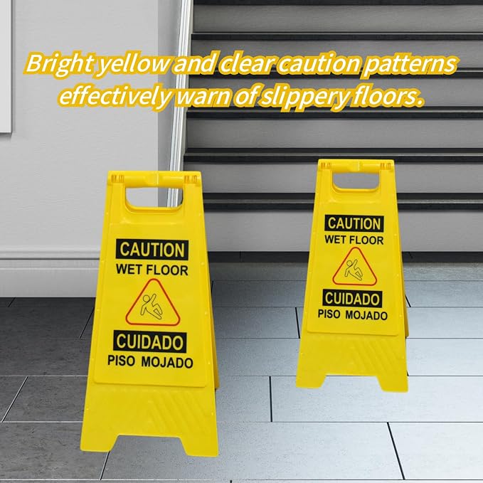 12 Pack A-Frame Caution Wet Floor Safety Signs，Foldable Double Sided Warning - Image 5