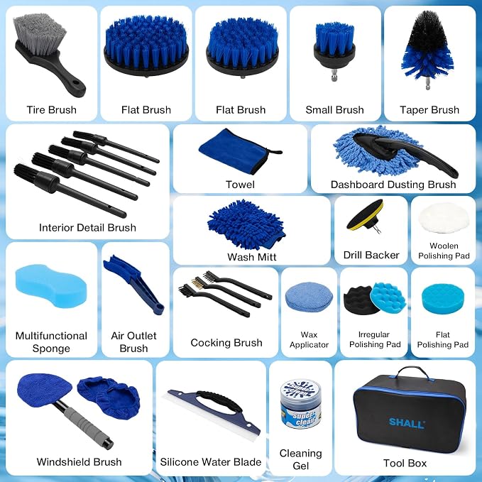 SHALL 28Pcs Car Detailing Kit, Car Detailing Brush Set, Car Wash Cleaning Kit - Image 2