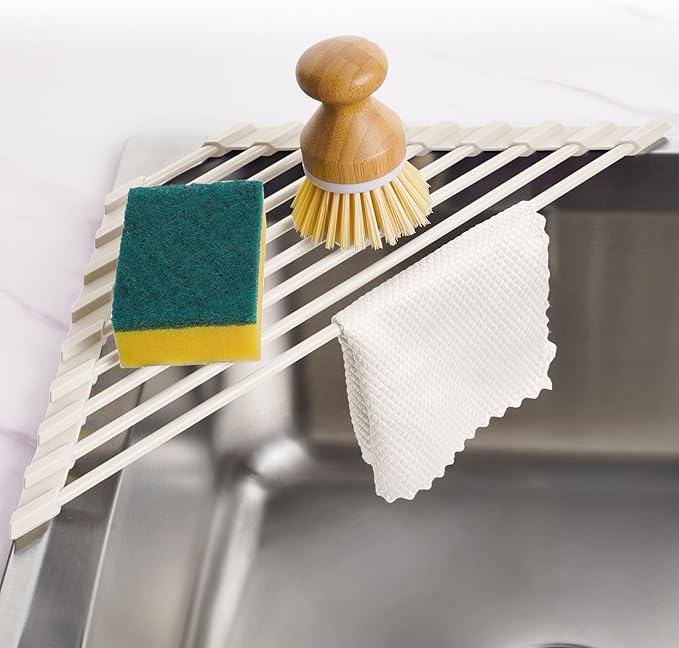 Tomorotec Compact Silicone-Coated Triangle Dish Drying Rack by Tomorotec