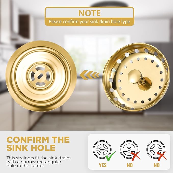 Mudder 3 Pcs Kitchen Sink Drain Strainer and Stopper Stainless Steel Garbage - Image 3