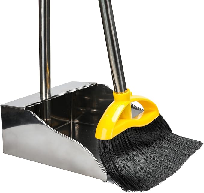 Broom and Stainless Steel Dustpan Set by Gloffer