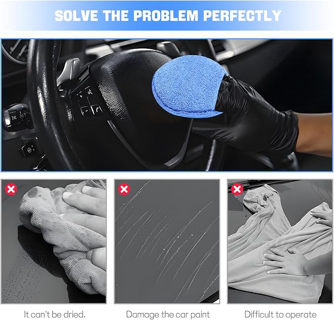 Hovom 6PCS Microfiber Wax Applicator, Soft Automotive Waxing Foam Pads - Image 4