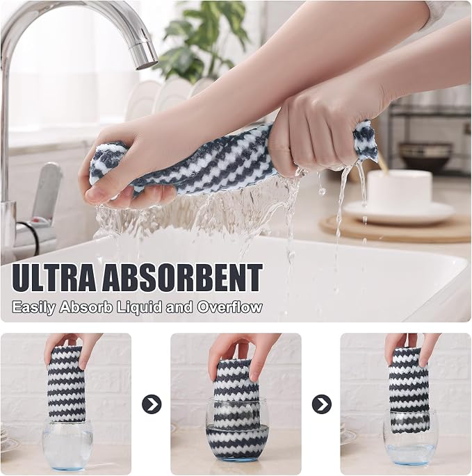 Homaxy 12 Pack Kitchen Dish Cloths, Ultra Soft and Absorbent Dish Towels - Image 3