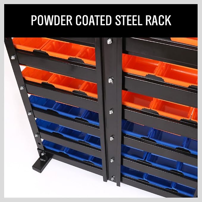 HORUSDY Storage Bins Parts Rack 36Pcs Bin Organizer Garage Plastic Shop Tool - Image 5