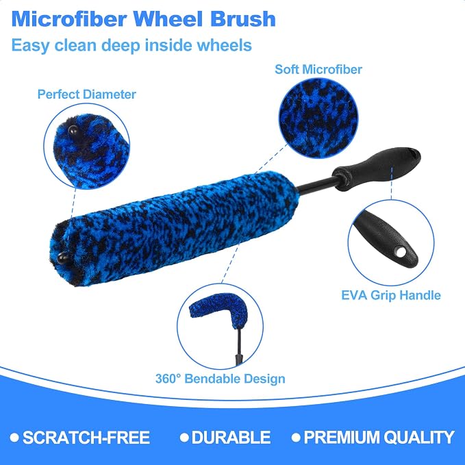 NIKCOSMK Wheel Brush, Wheel & Rim Cleaner Brush, Tire Brush, Wheel Cleaning - Image 3