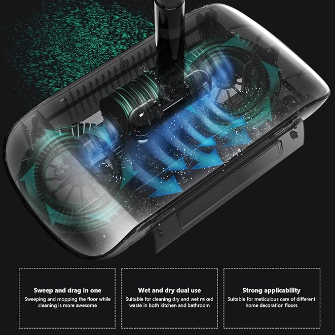 Carpet Cleaner Brush, 2 in 1 Manual Vacuum Sweeper, 180 Degree Rotating - Image 8