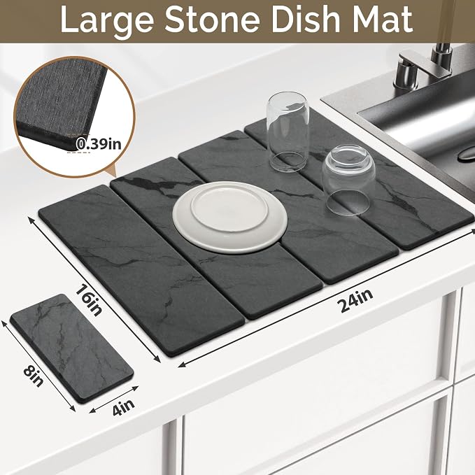 2 PCS Large Stone Dish Drying Mat - Image 2