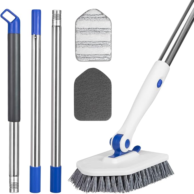 Tile Tub Scrubber Brush with 52-inch Adjustable Long Handle 3-in-1 Rotatable by Unknown