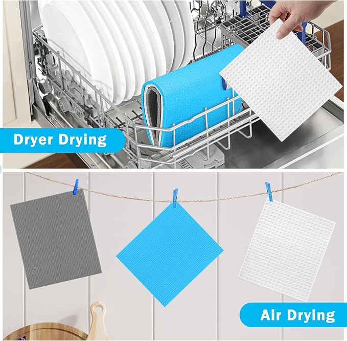HOMEXCEL Swedish Dishcloths for Kitchen, 50 Pack Reusable Sponge Dish Cloth for - Image 7