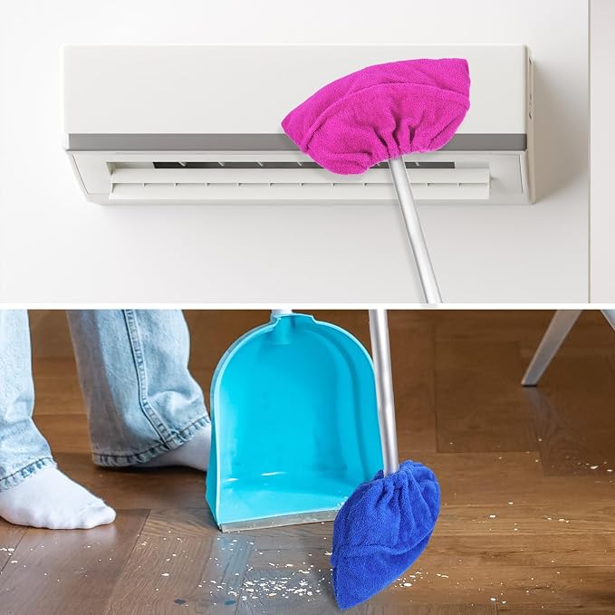 2 Pack Broom Pads to Baseboard Cleaning Tool, Reusable Microfiber Sweep Broom - Image 2