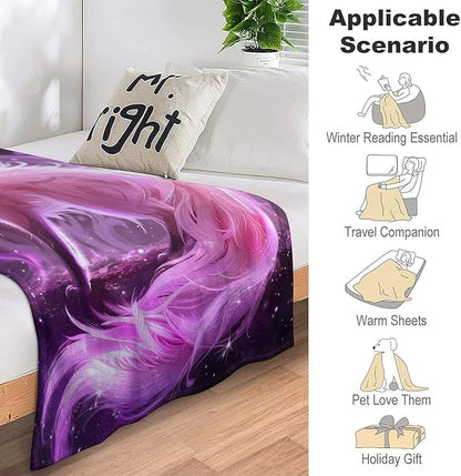 Pink Fox Throw Blanket Fox Blankets Gifts for Couch Sofa Bed Stuff Decor Soft Cozy Lightweight Fleece Flannel Bedding for Lover Men Women Girls Adults 40"x50"
