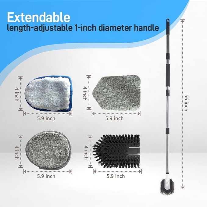 Floor Scrub Brush, 5 in 1 Tile Tub Scrubber - Image 7