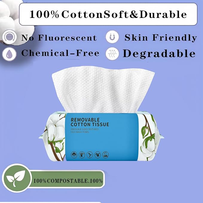 Disposable Face Towel 600 Count, Soft Cotton Clean Skin Face Towels, Dry Wipes - Image 5