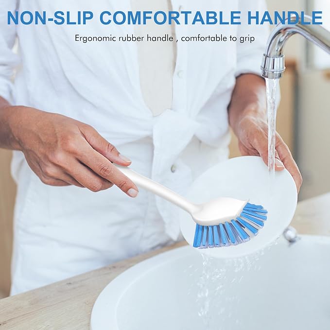SetSail Dish Brush with Handle, 2 Pack Stiff Bristles Dish Scrubber with - Image 7
