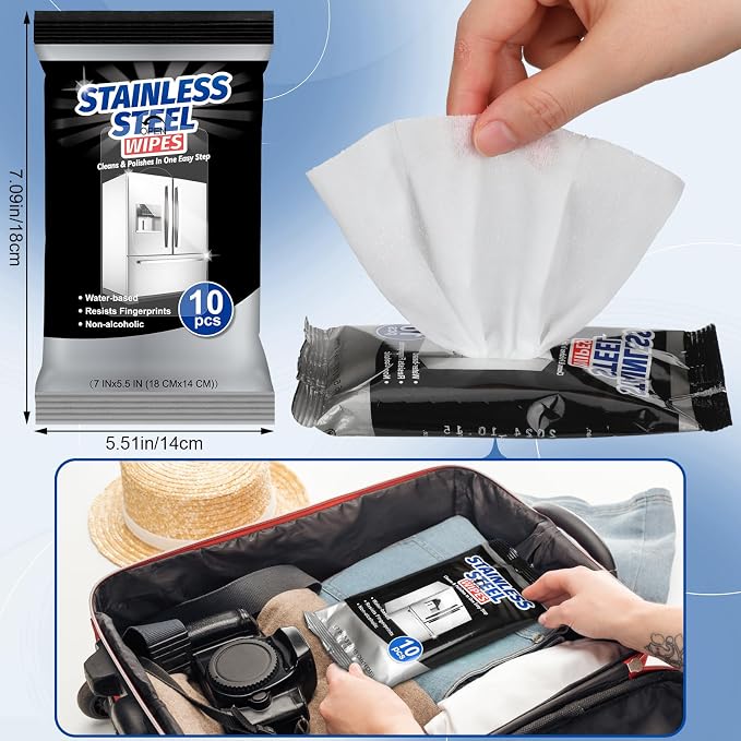 6 Pack 60 Count Stainless Steel Cleaner Wipes Stainless Steel Polish Wipes - Image 2